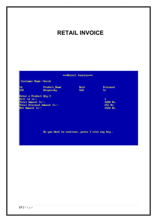 17 | P a g e
RETAIL INVOICE
 