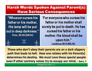 Harsh Words Spoken Against Parents Have Serious Consequences