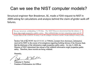 Recap of 7 pointsThe destruction of WTC 7 was unprecedentedThe steel evidence was destroyed or unexplainedNIST’s final theory followed years of failed hypotheses NIST’s final theory could not have been predictedNIST’s report is self-contradictory and contradicts other known factsNIST’s report is deceptiveNIST’s  final theory for collapse initiation is unscientific and false