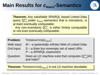 Main Results for cMatch-Semantics

              Theorem: Any satisfiable SPARQL based Linked Data
              Theorem: ...