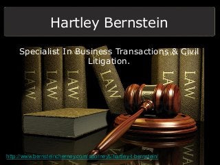 Hartley Bernstein
Specialist In Business Transactions & Civil
Litigation.

http://www.bernsteincherney.com/attorneys/hartley-t-bernstein/

 