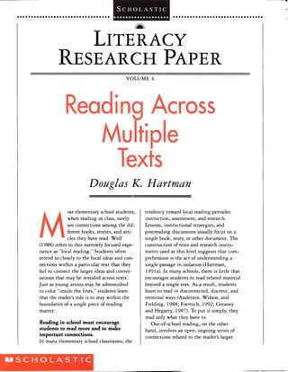Hartman 2004 Reading Across Multiple Texts