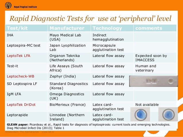 Diagnosis of leptospirosis