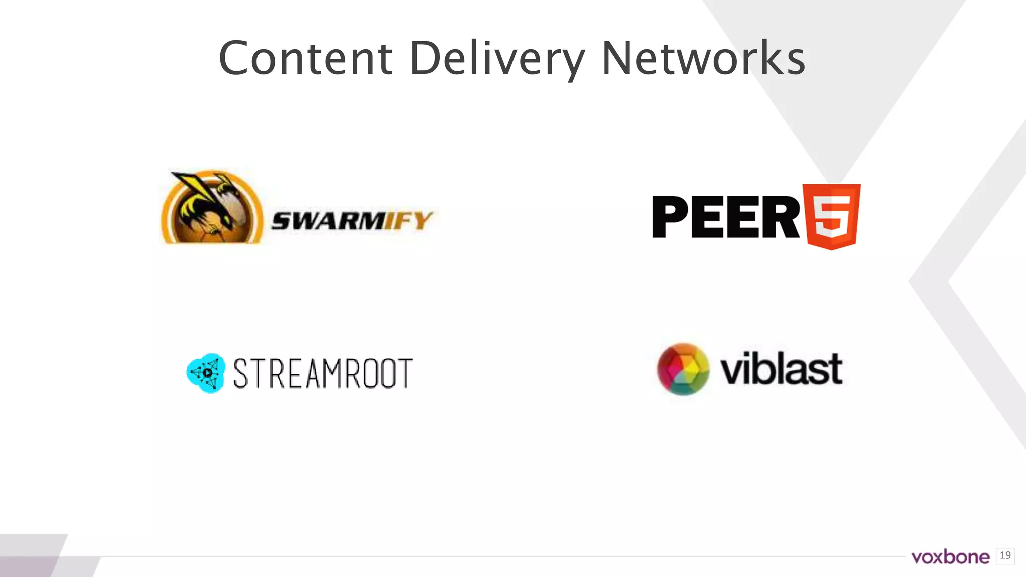 19
Content Delivery Networks
 
