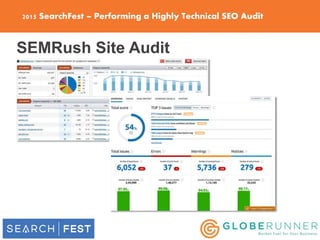 2015 SearchFest – Performing a Highly Technical SEO Audit
SEMRush Site Audit
 