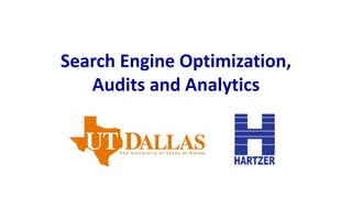 SEO & Domains: New gTLD Testing & Research
Search Engine Optimization,
Audits and Analytics
 