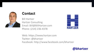 Contact
Bill Hartzer
Hartzer Consulting
Email: Bill@BillHartzer.com
Phone: (214) 236-4378
Web: https://www.hartzer.com
Twi...