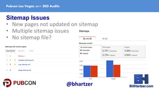 Sitemap Issues
• New pages not updated on sitemap
• Multiple sitemap issues
• No sitemap file?
Pubcon Las Vegas 2017: SEO ...