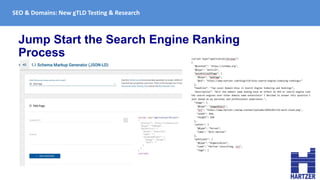 SEO & Domains: New gTLD Testing & Research
Jump Start the Search Engine Ranking
Process
• Add Schema Markup when appropria...