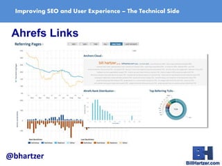 Improving SEO and User Experience – The Technical Side
Ahrefs Links
@bhartzer
 