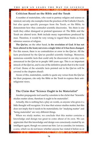 Inimical Example Harun Yahya Islam The Quran Leads The Way To Science | PDF