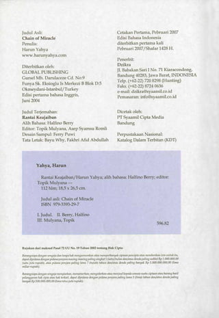 HARUN YAHYA : RANTAI KEAJAIBAN