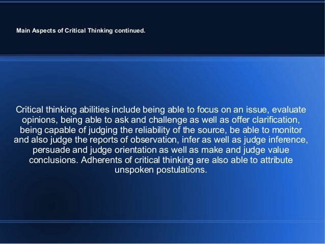 Important aspects of critical thinking picture