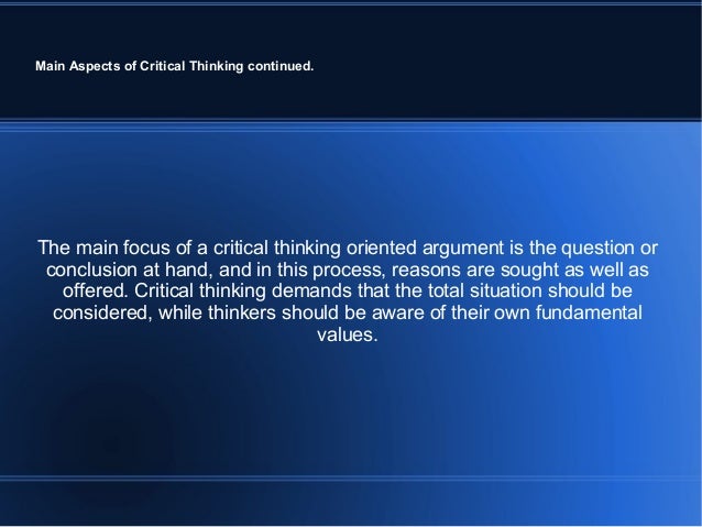 aspects of critical thinking aspects of critical thinking