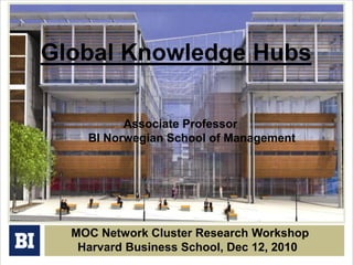 Global Knowledge Hubs Associate Professor 	BI Norwegian School of Management MOC Network Cluster Research Workshop        Harvard Business School, Dec 12, 2010 