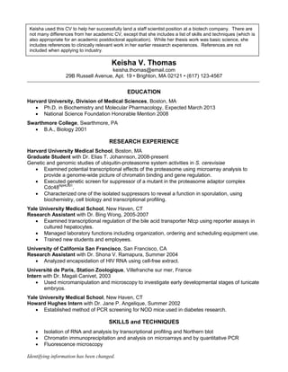 CV format and cover letters asper Harvard University | PDF