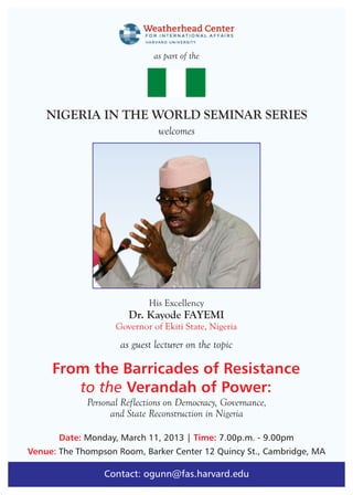 Nigeria In The World Seminar Series