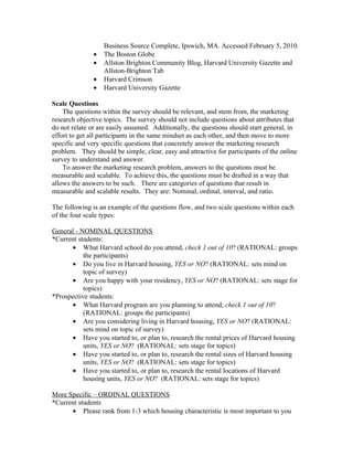 Harvard Housing.Marketing Research.Case Study | DOC