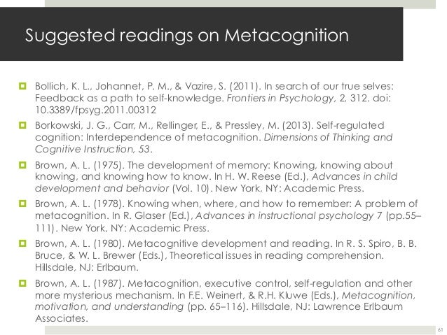 Metacognition a literature review lai