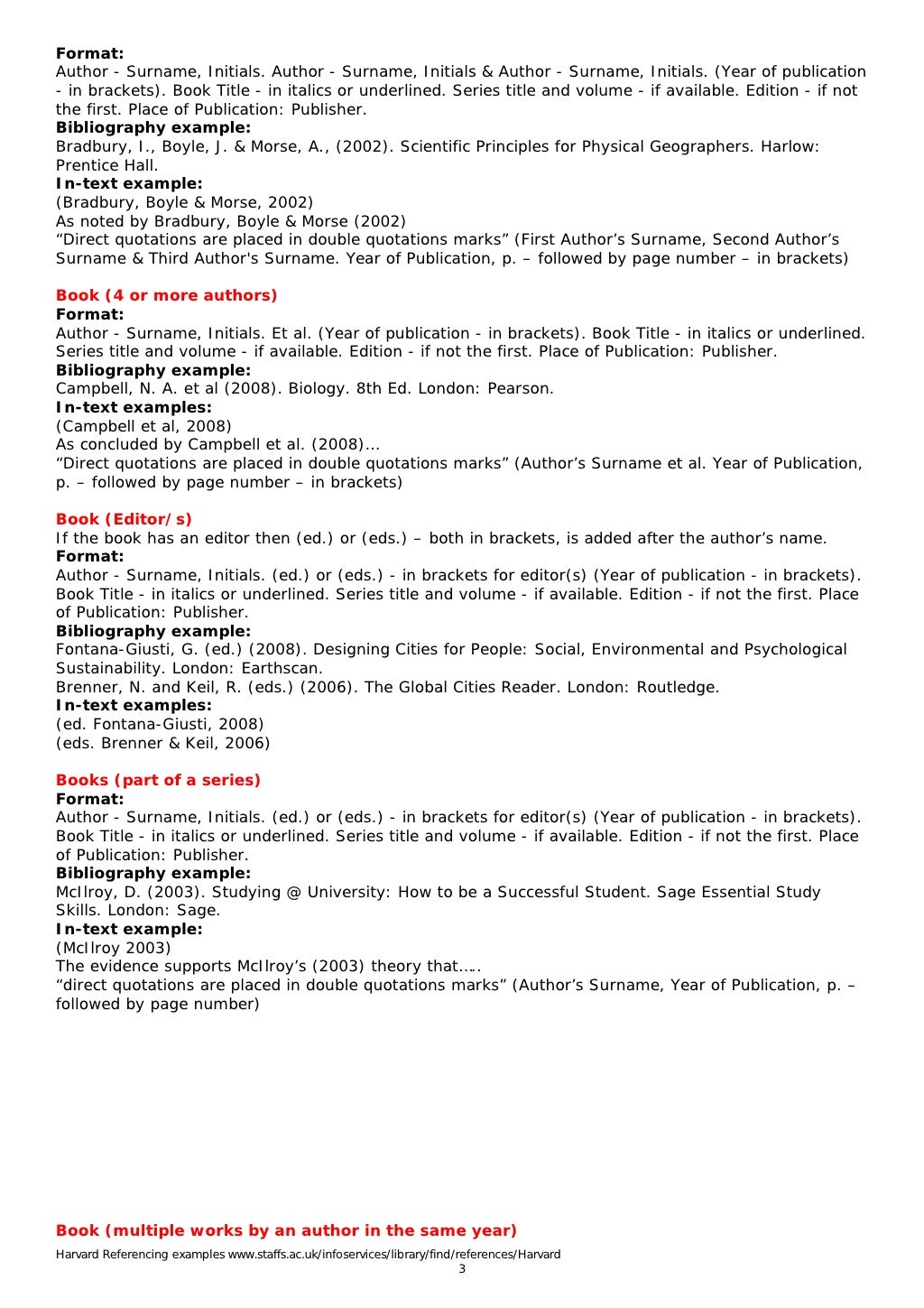 Harvard referencing examples