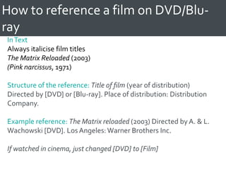 Harvard referencing media arts | PPTX