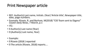 Newspaper Reference Material Example Harvard referencing style | PPTX