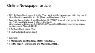 Newspaper Reference Material Example Harvard referencing style | PPTX