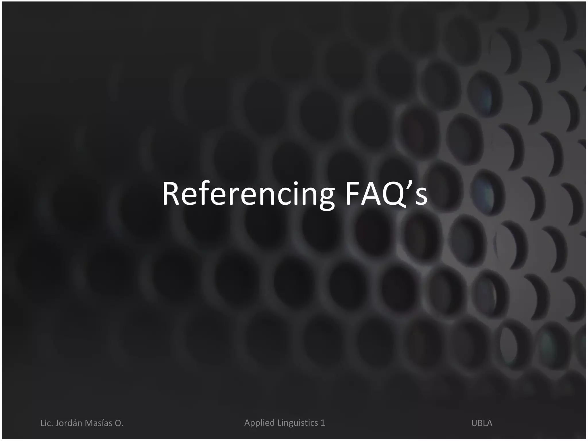 Referencing FAQ’s 
