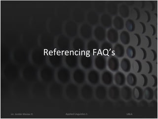 Referencing FAQ’s 