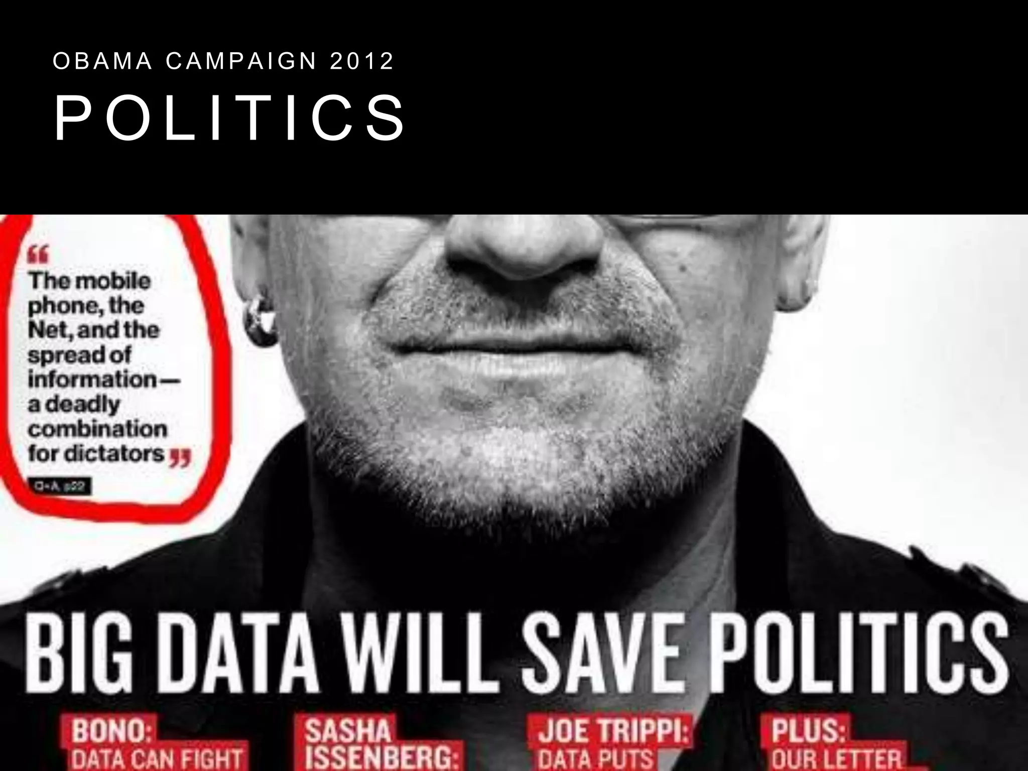 P O L I T I C S
O B A M A C A M P A I G N 2 0 1 2
 