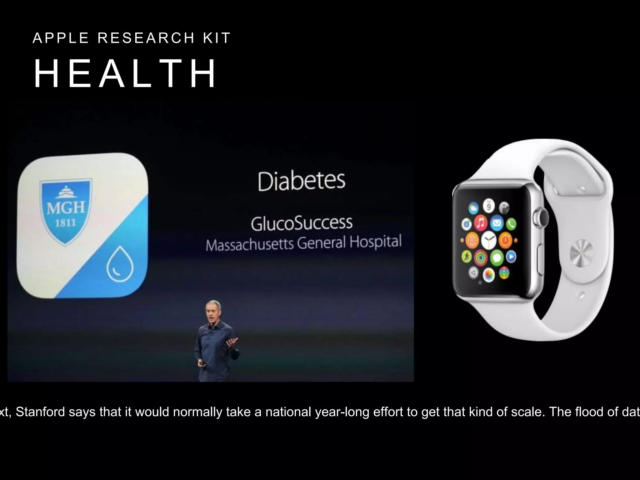 H E A L T H
A P P L E R E S E A R C H K I T
xt, Stanford says that it would normally take a national year-long effort to get that kind of scale. The flood of dat
 