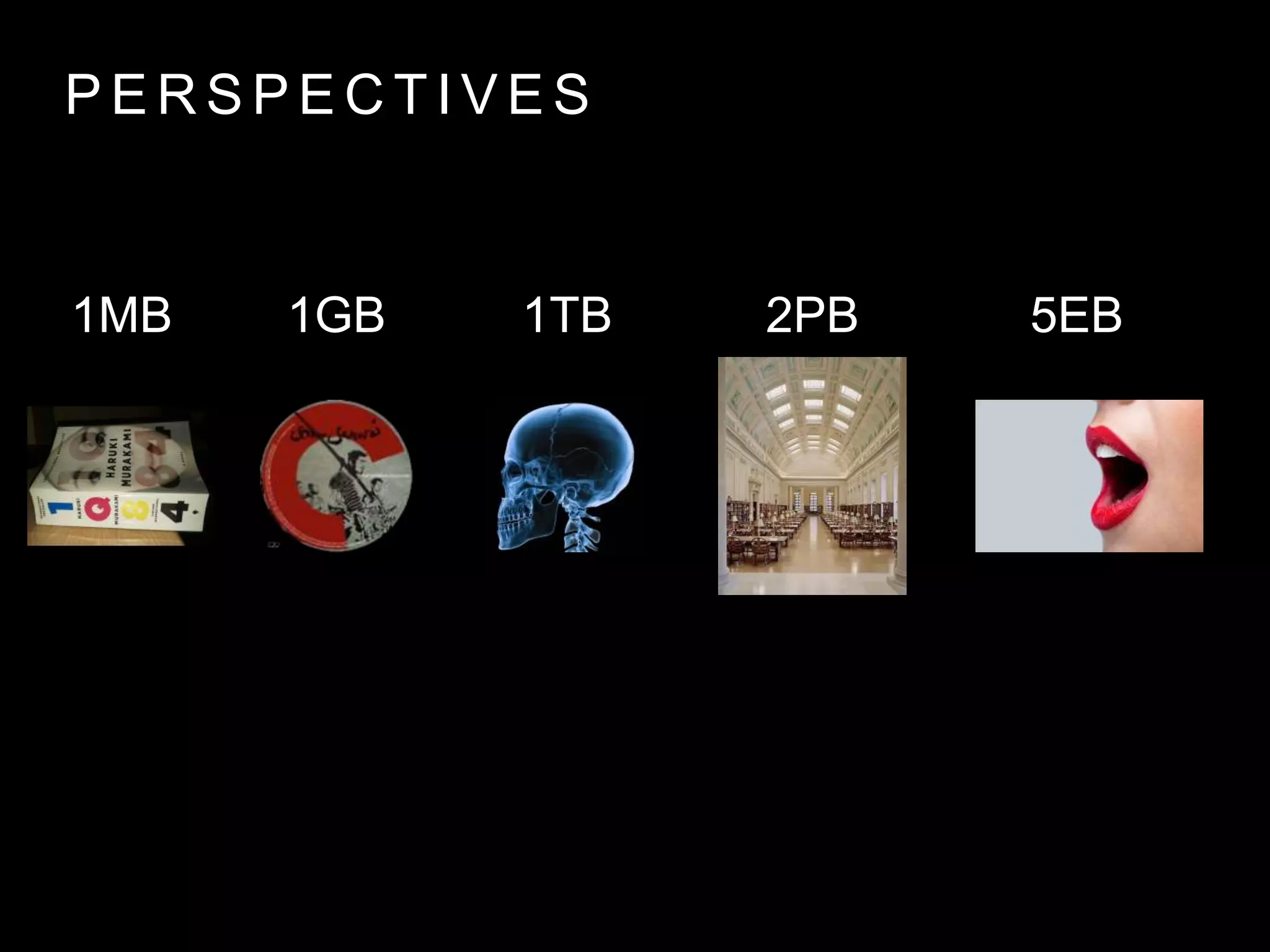 P E R S P E C T I V E S
1MB 1GB 1TB 2PB 5EB
 