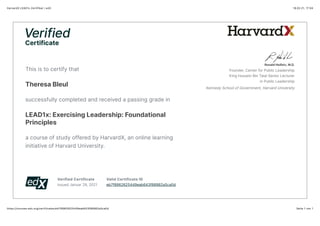 Harvard x lead1x zertifikat | edx