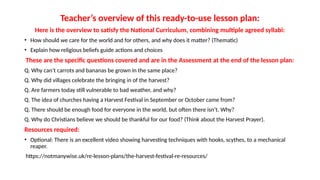 Harvest Festival RE lesson plan - conforms to UK RE attainment targets ...
