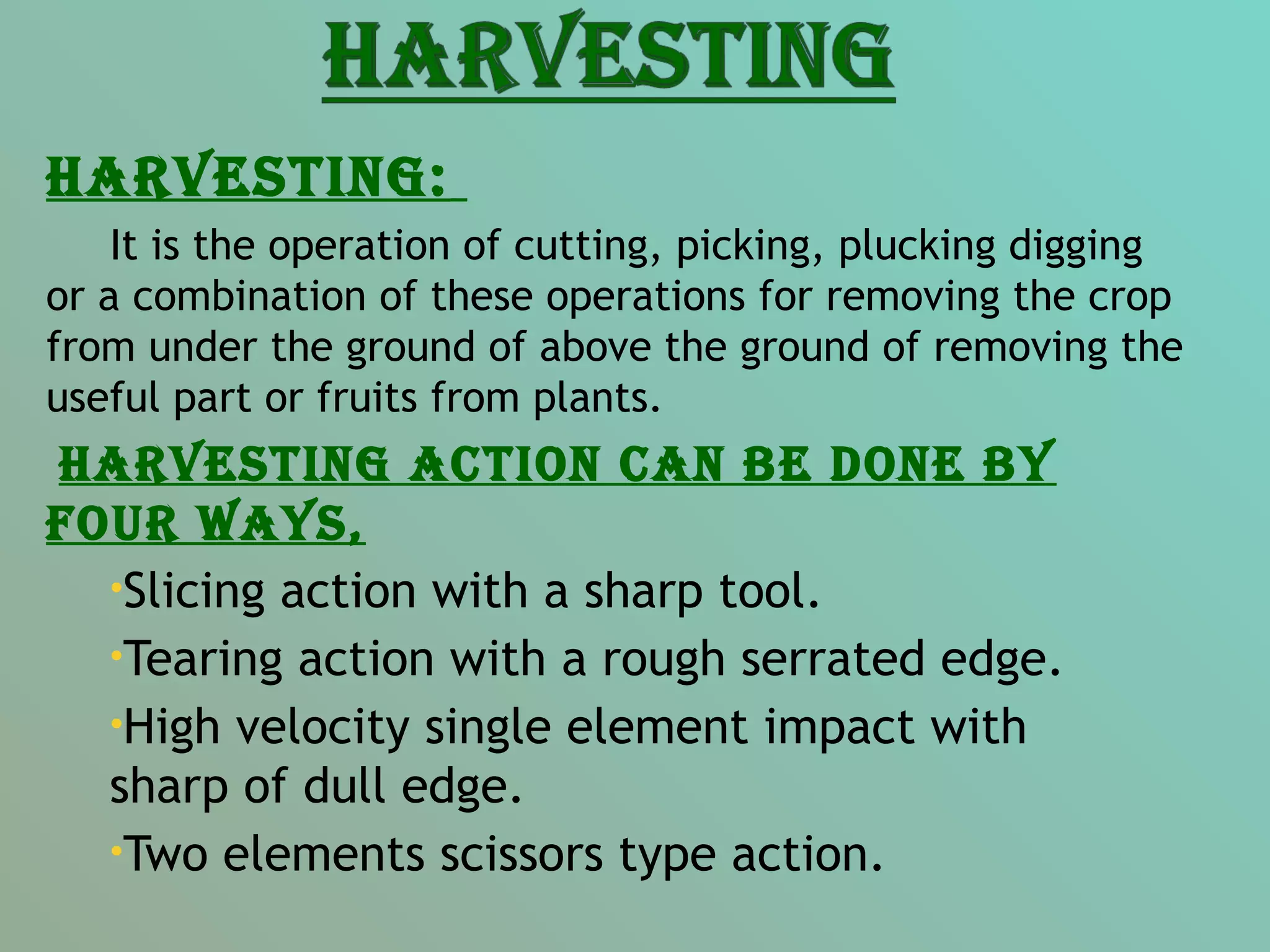 Harvesting and threshing equipment | PPT