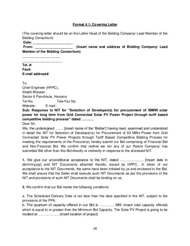 bid samples format