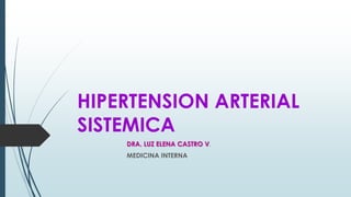 HIPERTENSION ARTERIAL
SISTEMICA
DRA. LUZ ELENA CASTRO V.
MEDICINA INTERNA

 