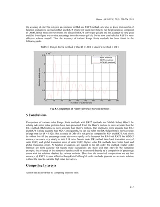 Numerical comaprison of various order explicit runge kutta methods with ...