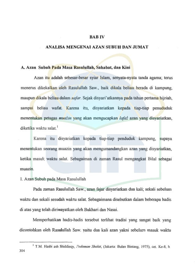 Hadis Tentang Adzan Ditinjau Dari Segi Sejara Kajian Adzan Subuh Dan