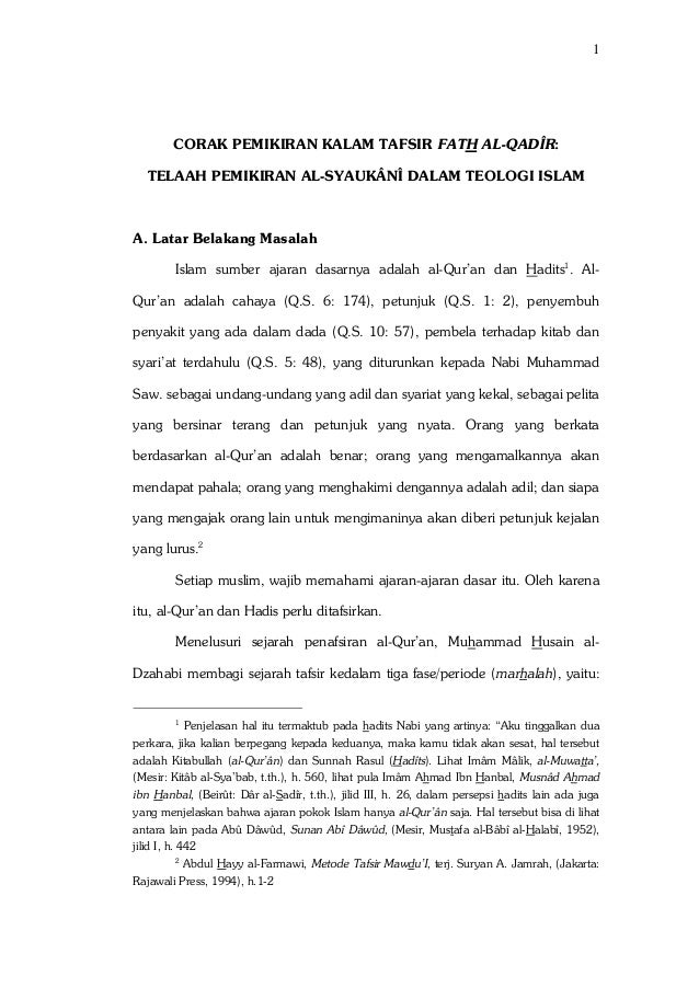 Hasani Ahmad S, Corak pemikiran kalam tafsir fath al-qadir 