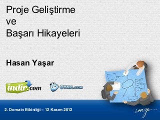 Proje Geliştirme
ve
Başarı Hikayeleri

Hasan Yaşar




2. Domain Etkinliği – 12 Kasım 2012
 