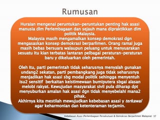 Kebebasan Asasi (Perlembagaan Persekutuan & Demokrasi Berparlimen Malaysia) 37
 