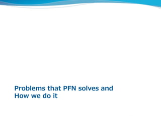 Problems that PFN solves and
How we do it
 