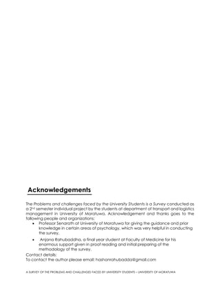 A SURVEY OF THE PROBLEMS AND CHALLENGES FACED BY UNIVERSITY STUDENTS ...
