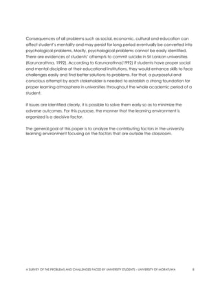 A SURVEY OF THE PROBLEMS AND CHALLENGES FACED BY UNIVERSITY STUDENTS ...