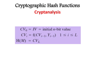 Cryptographic Hash Functions
Cryptanalysis
 