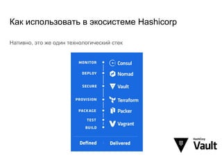 Как использовать в экосистеме Hashicorp
Нативно, это же один технологический стек
 