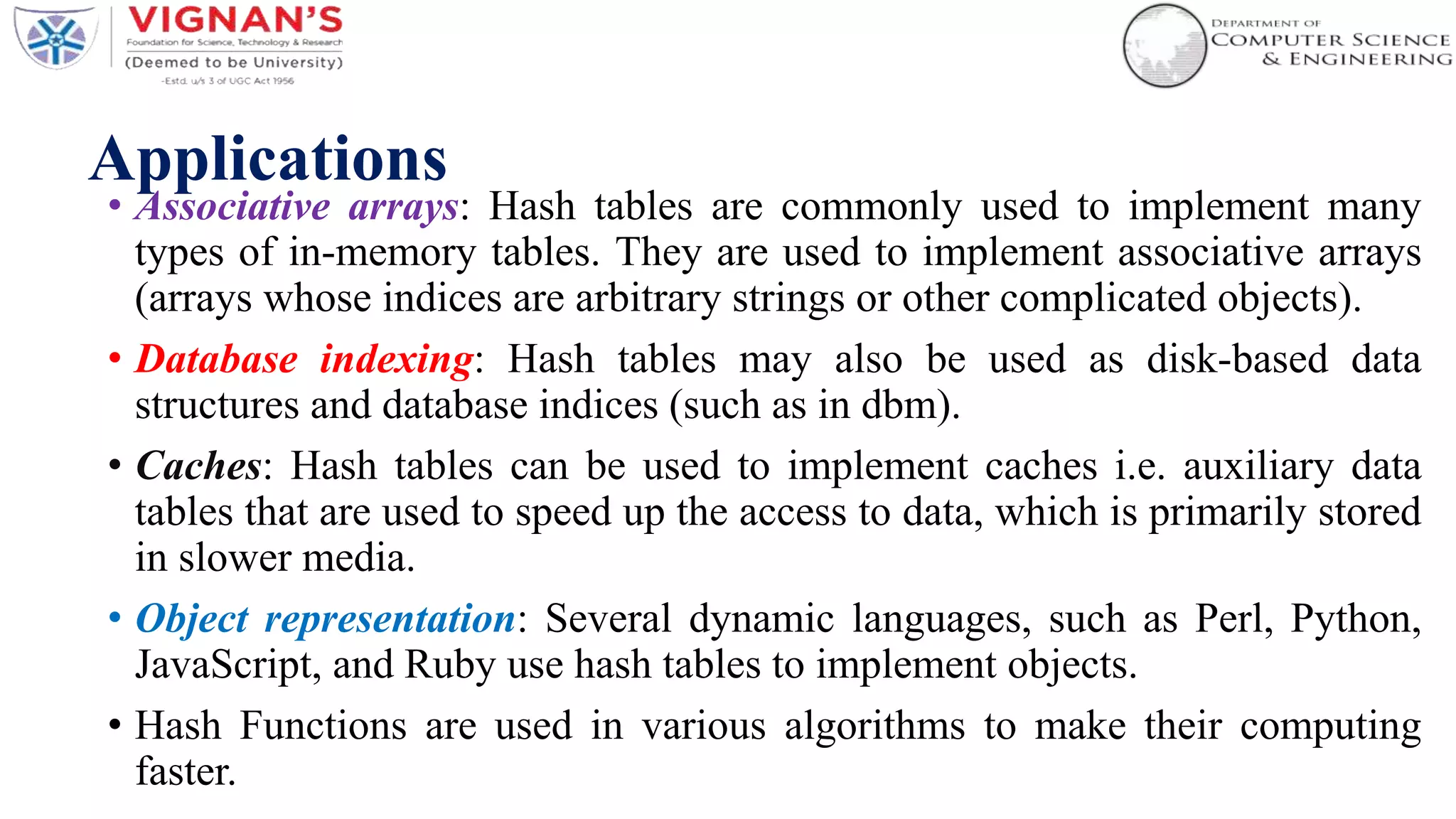 Hashing | PPTX | Databases | Computer Software and Applications