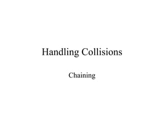 Handling Collisions 
Chaining 
 