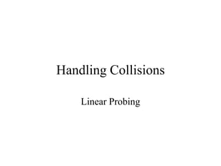 Handling Collisions 
Linear Probing 
 